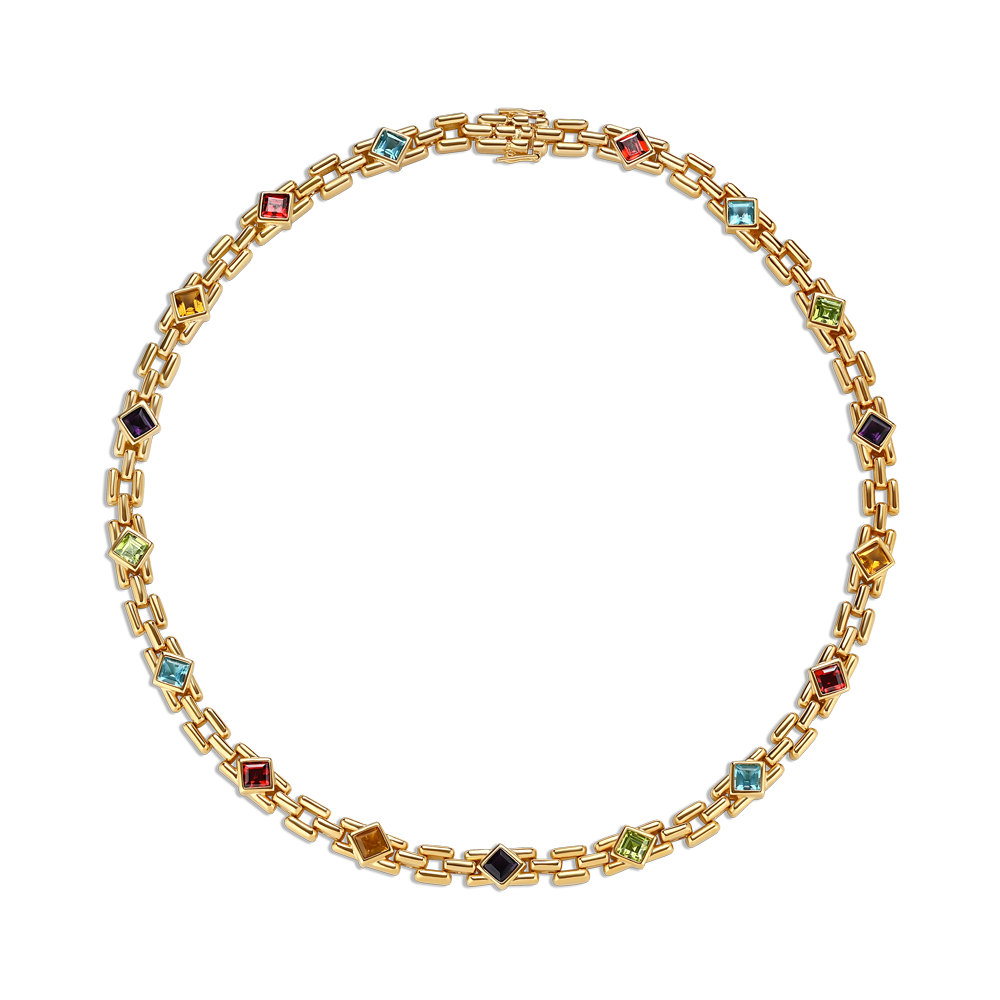 Golden Multistone Necklace
